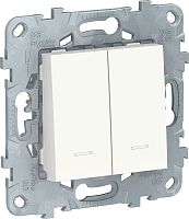 Переключатель с подсветкой без рамки Schneider Electric Unica New 2-кл. проходной белый картинка
